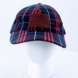 Love Your Melon Baseball Cap Blue Womens Plaid Leather Logo Patch Strapback Hat
